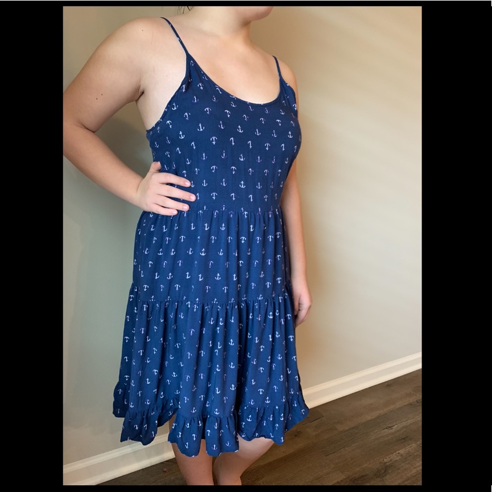 L Charming Charlie anchor print ruffle swing dress